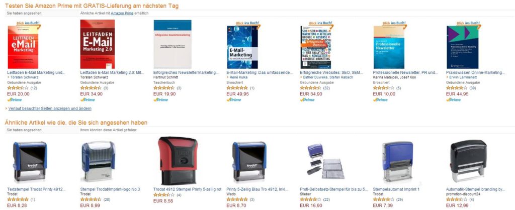 Adwords Remarketing am Beispiel Amazon