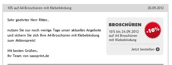 Online Marketing Newsletter saxoprint
