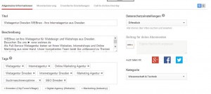 SEO Video Suchmaschinenoptimierung Youtube Kategorien