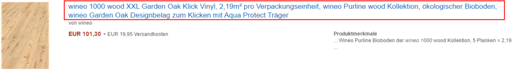 Amazon-SEO: Produkttitel in Desktop-Ansicht