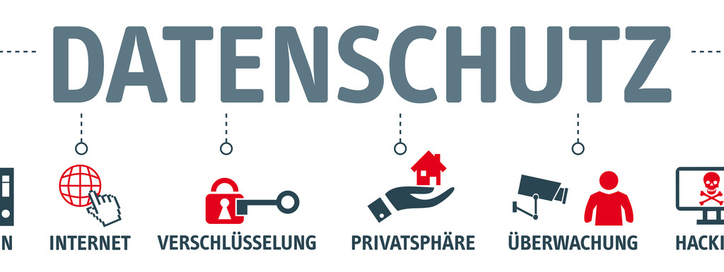 Banner Datenschutz - vektor Illustrationen Datenschutz, Überwachung, Infromation, Daten, Cybersicherheit