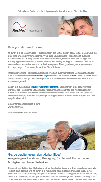 Newsletter Marketing für Resmed