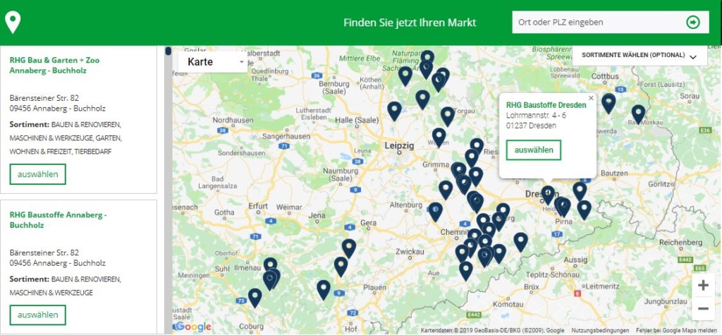 Marktfinder auf www.rhg.de