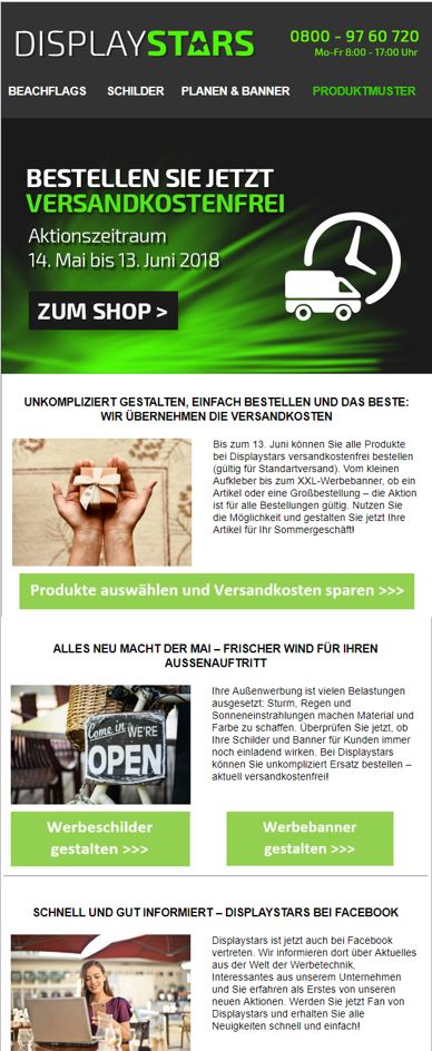 Newsletter Marketing für displaystars