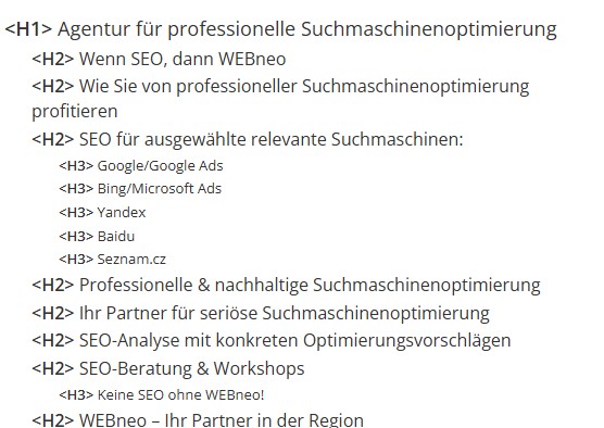 Überschriftenhierarchie