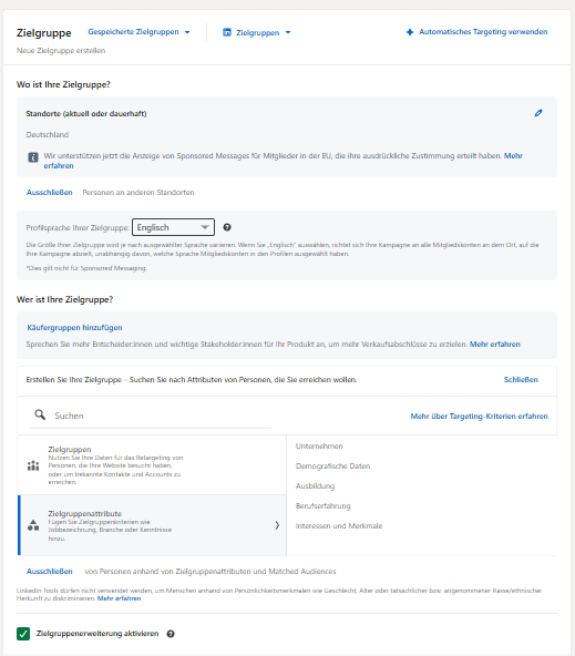 Zielgruppe LinkedIn Ads