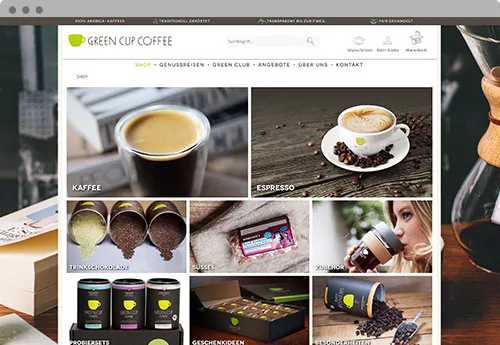 Green-Cup-Coffee.de - Mockup Onlineshop