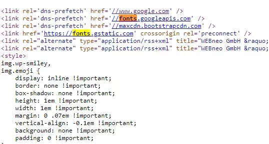 Google Fonts im Quellcode